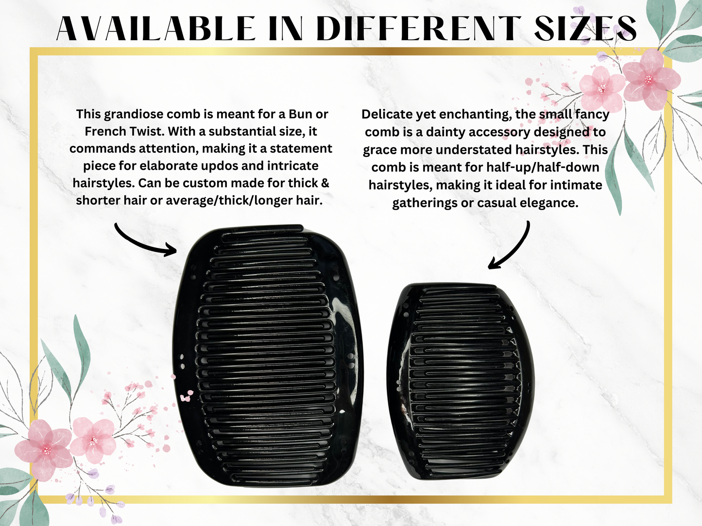 Dragonfly Hair Accessories, Hair Clips for Women with Short, Long, Thick, Thin, Fine Hair Type, Double Hair Combs, Bun Holder, Elastic Combs