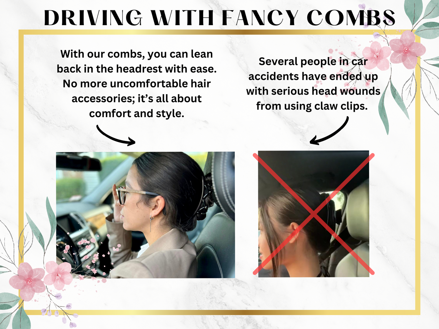 Hair Accessory for Fine, Thin or Shoulder length hair, Fancy Hair Piece, Double Combs with Elastic Holds your hair all day.