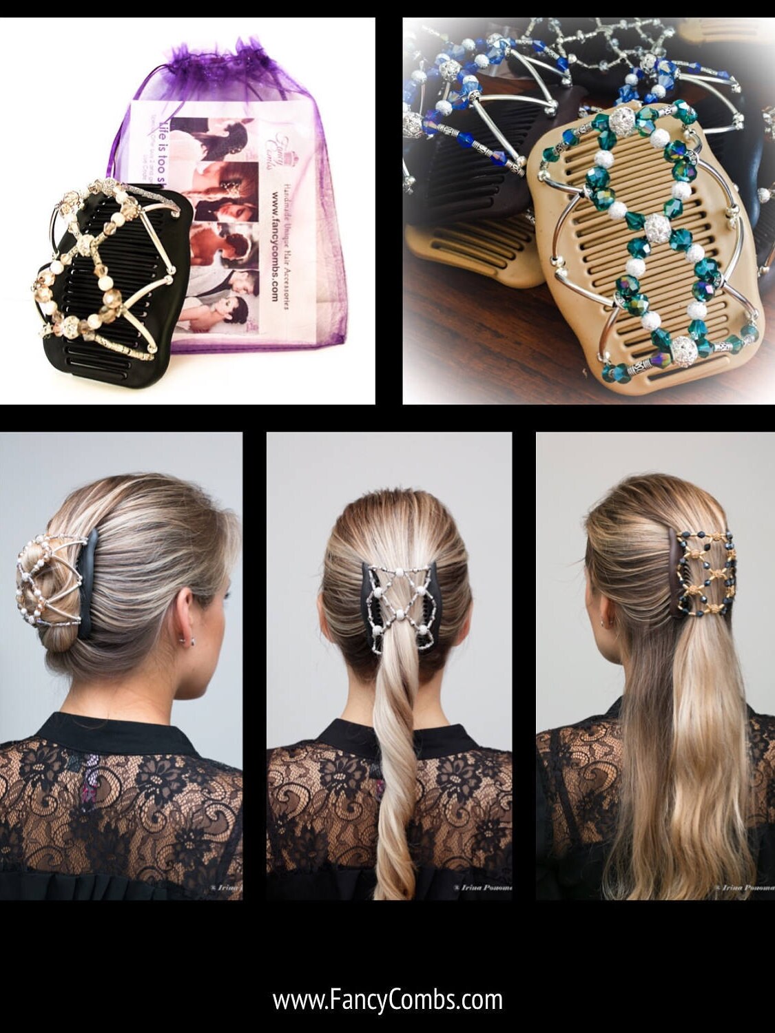 Gift for Her, Beaded Hair Accessory for Women and kids, Hair Accessory for Average and Thick Hair, Hair Clip, Hair Bun Holder, Updo, Elastic