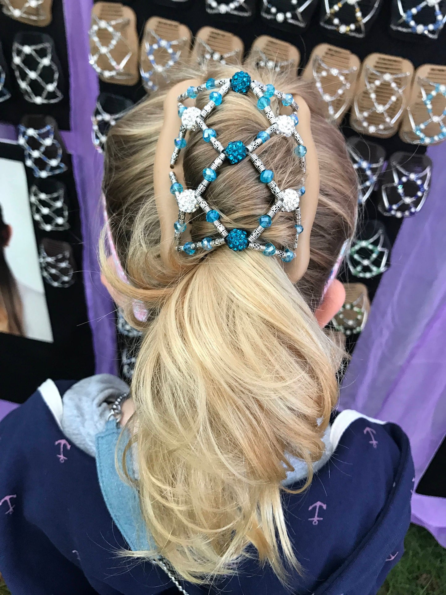 Hair accessories for women withTurquoise crystals hair clip for fine and short hair. Available in larger size.
