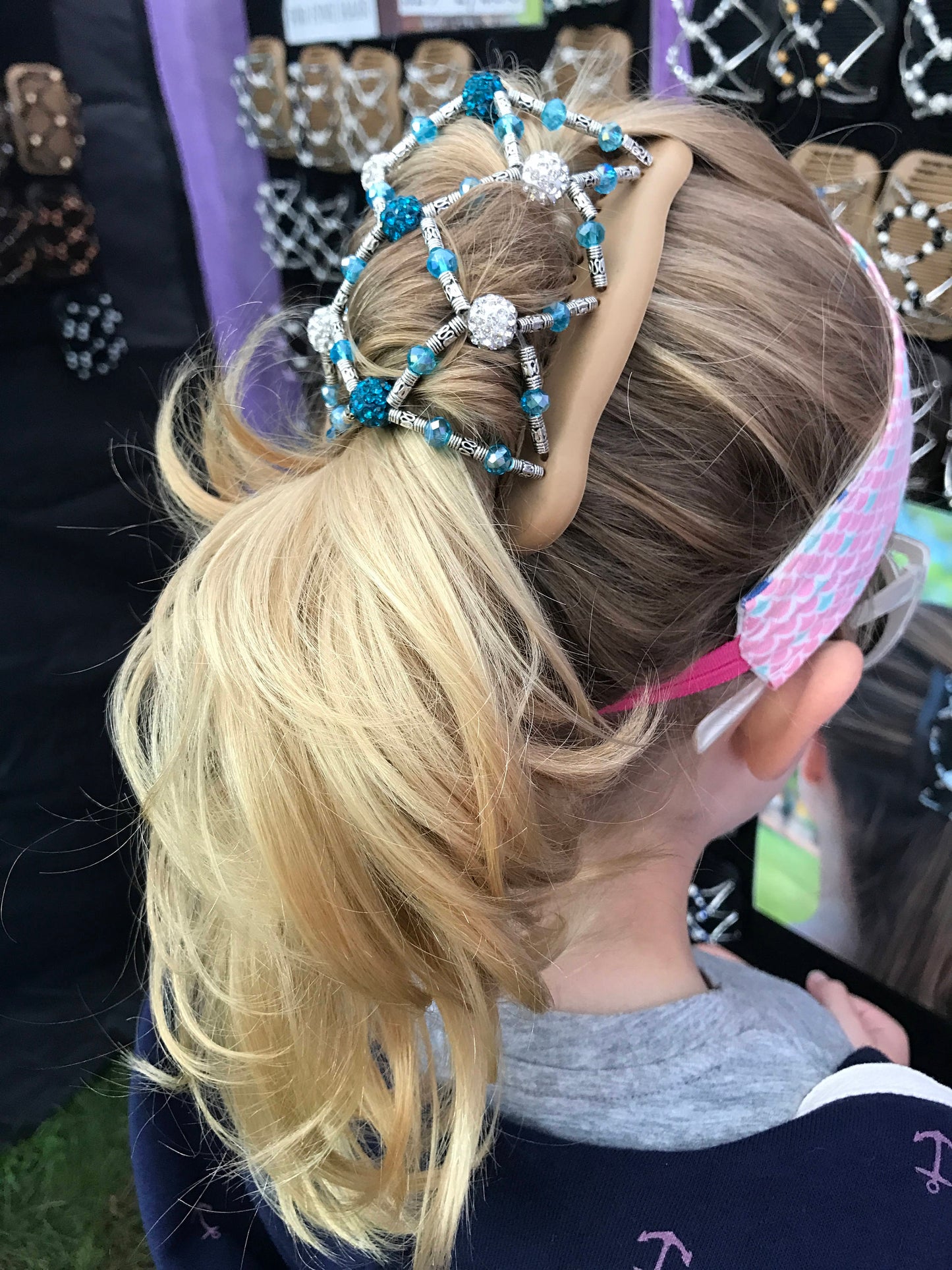Hair accessories for women withTurquoise crystals hair clip for fine and short hair. Available in larger size.