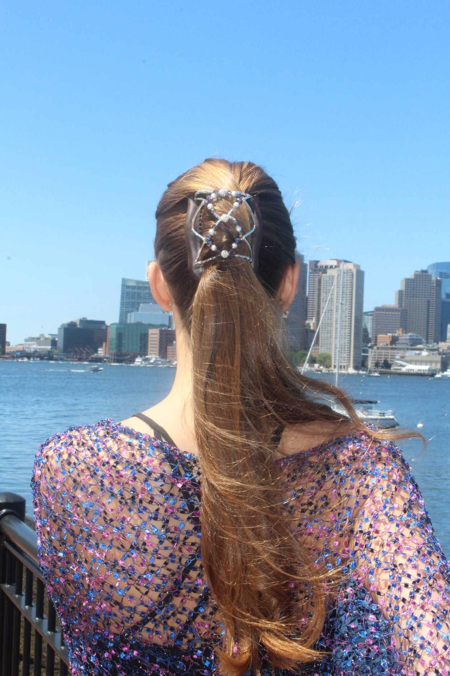 Fancy Hair Piece Beaded With Purple Crystals, Holds Hair All Day, Great Wedding, Bridal and Special Occasion Hair Clip, Fine or Thick Hair.