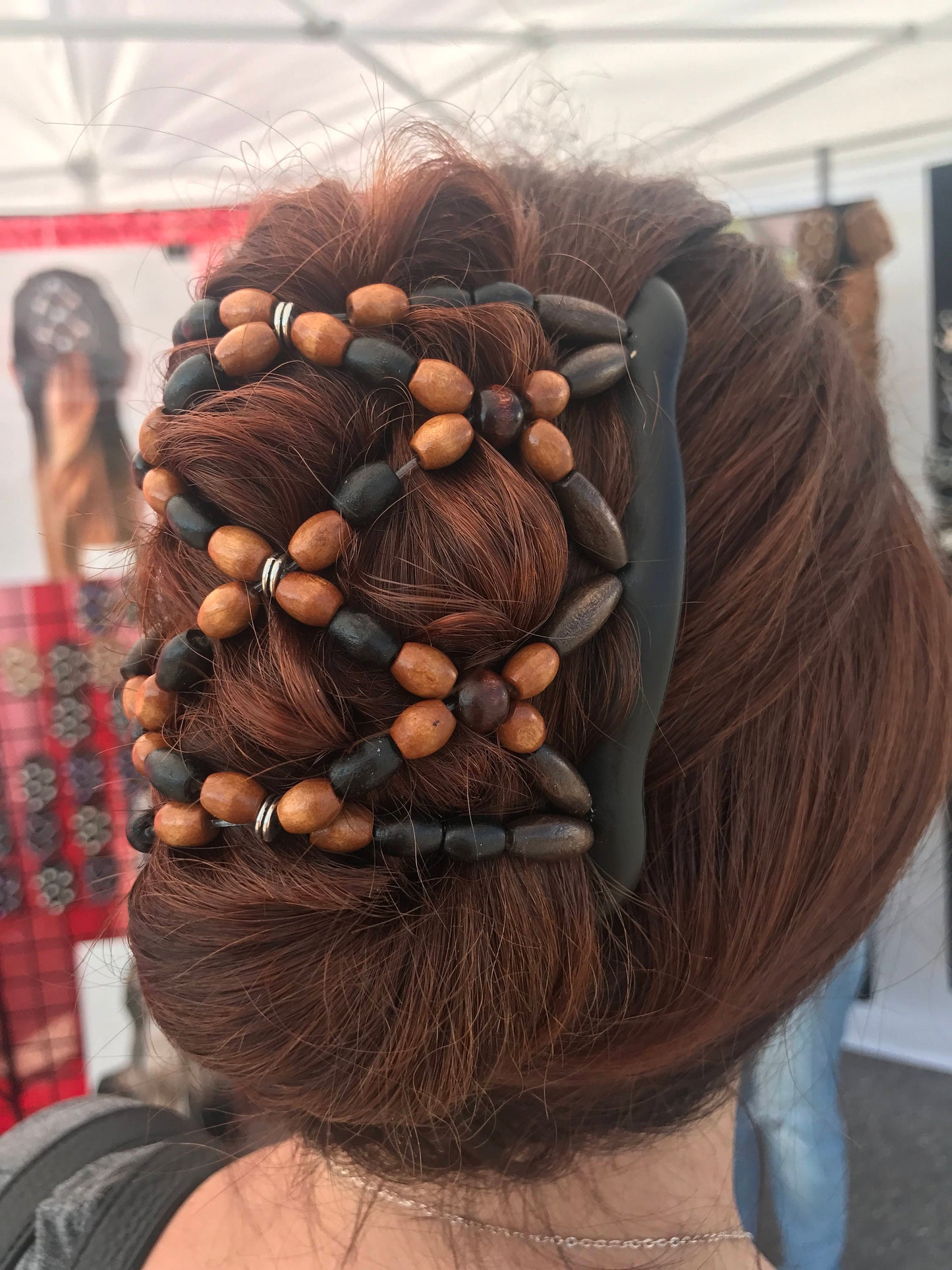 Wooden Bead Comb for Holding Any Type of Hair All Day, Very Light Hair Accessory for Women