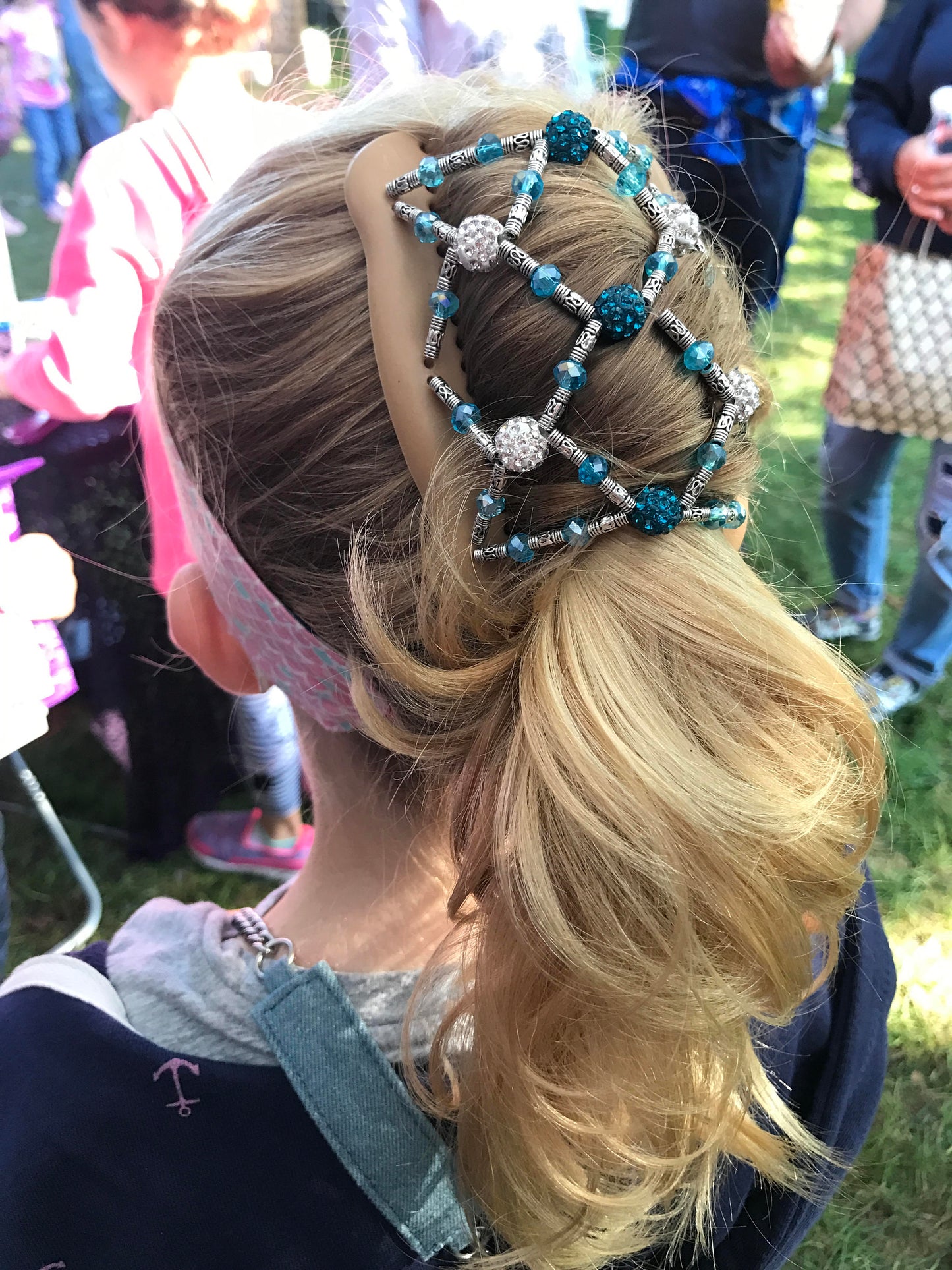 Hair accessories for women withTurquoise crystals hair clip for fine and short hair. Available in larger size.