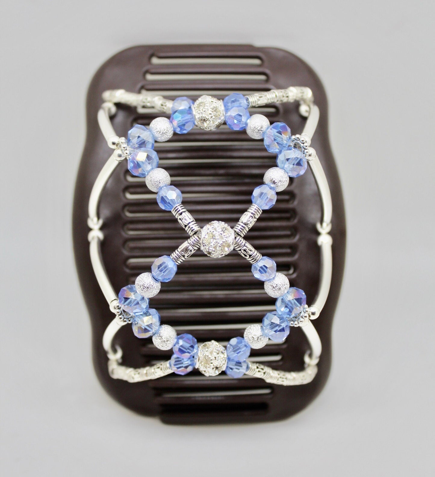Fine Hair Clip, Light Blue Crystals, Magic Hair Clip, Lightweight, Perfect for Holding Thin, Fine or Shoulder Length Hair, It Won't Slide