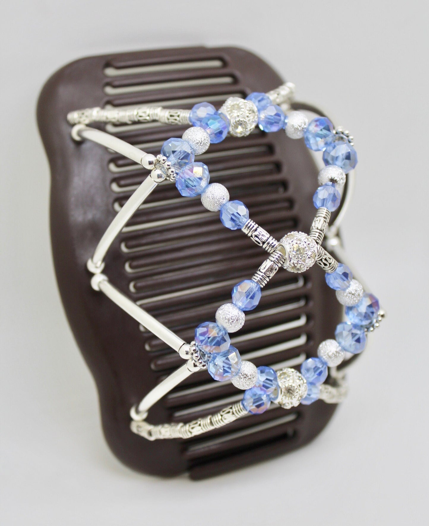 Fine Hair Clip, Light Blue Crystals, Magic Hair Clip, Lightweight, Perfect for Holding Thin, Fine or Shoulder Length Hair, It Won't Slide