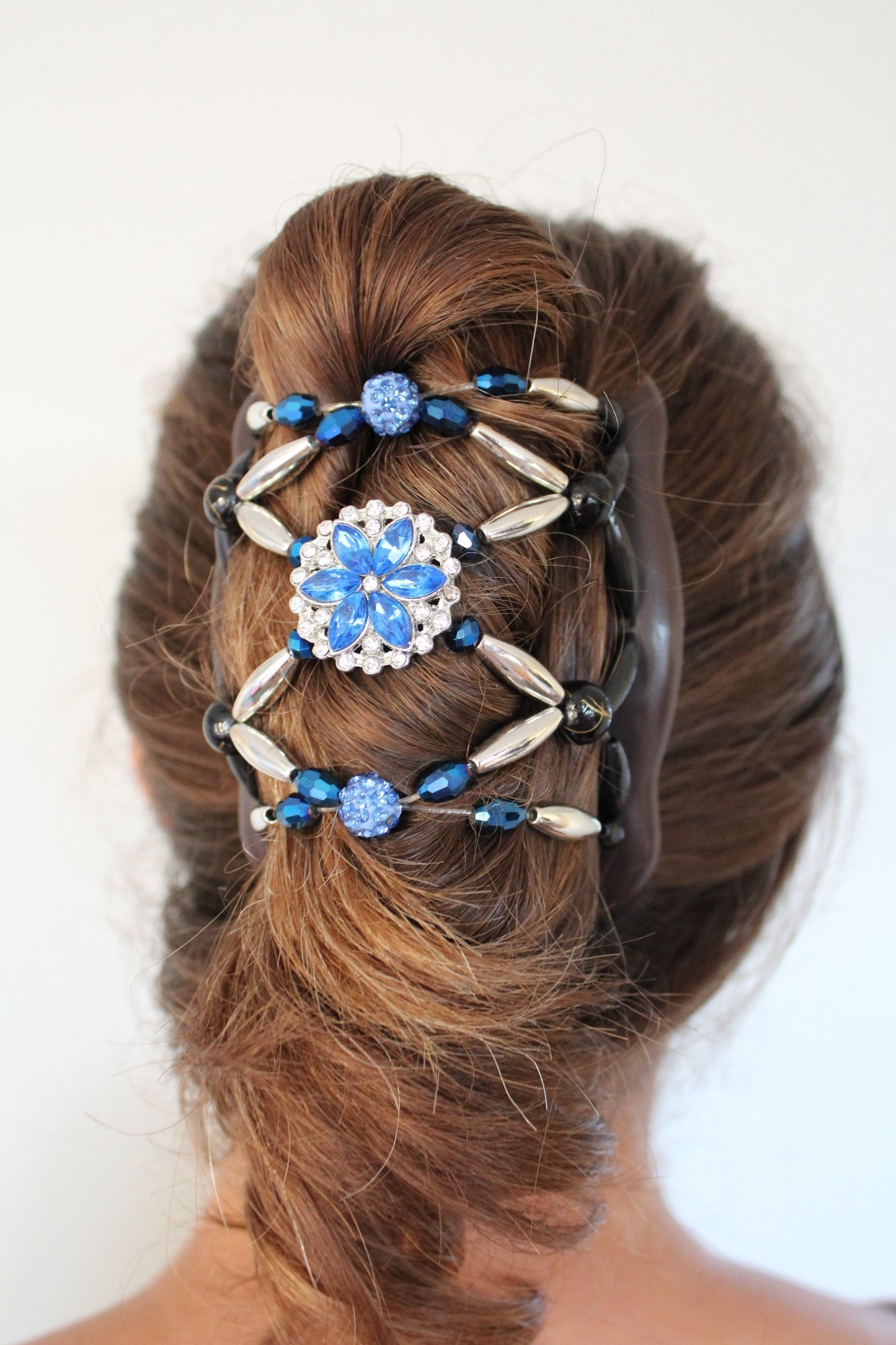 Beaded Hair Bun Clip, Hair Accessories Handmade, Fancy Double Combs, Elastic Hair Combs, Hair Jewelry, Barrette For Woman