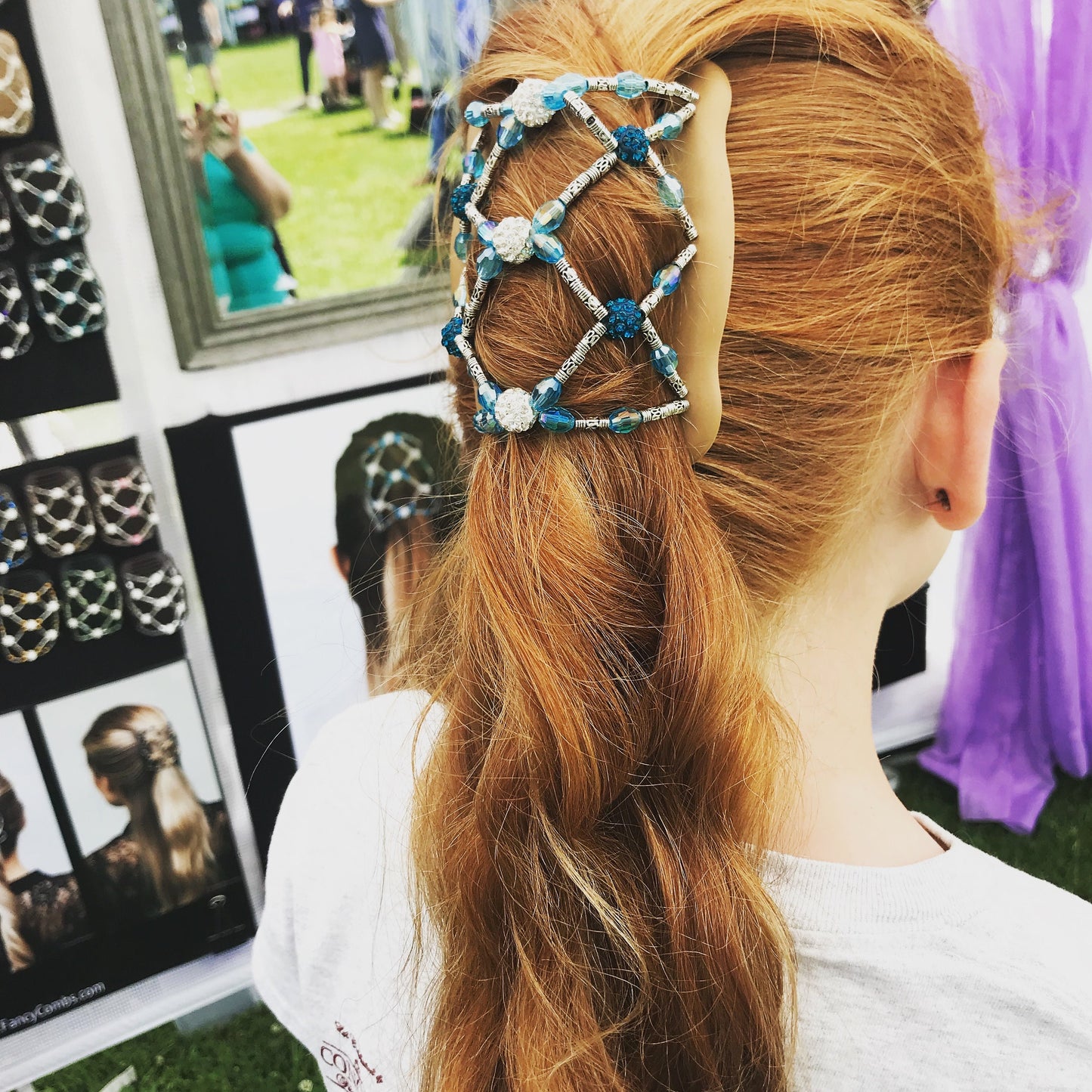 Teal Hair Clip for Average or Thick Hair, Double Comb with Elastic, Fancy Hair Clip, Decorative Hair Piece, Gift for Her, One of A Kind