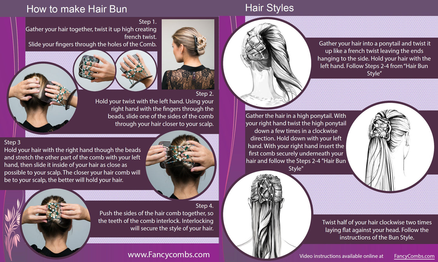 Decorative Beaded Hair Clip, Hair Combs To Hold Hair Up, Elastic Hair Combs, Magic Hair Clip, Hair Jewelry, Gift For Mom, Wedding Hair Clips