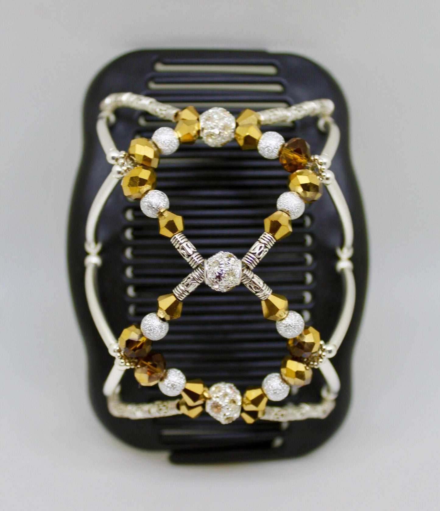 Hair Clip for Any Occasion, Gold Crystals, Magic Hair Clip, Lightweight, Hold Any Hair Type, Fancy Bun Holder, Won't Slide Out, Gift for Her
