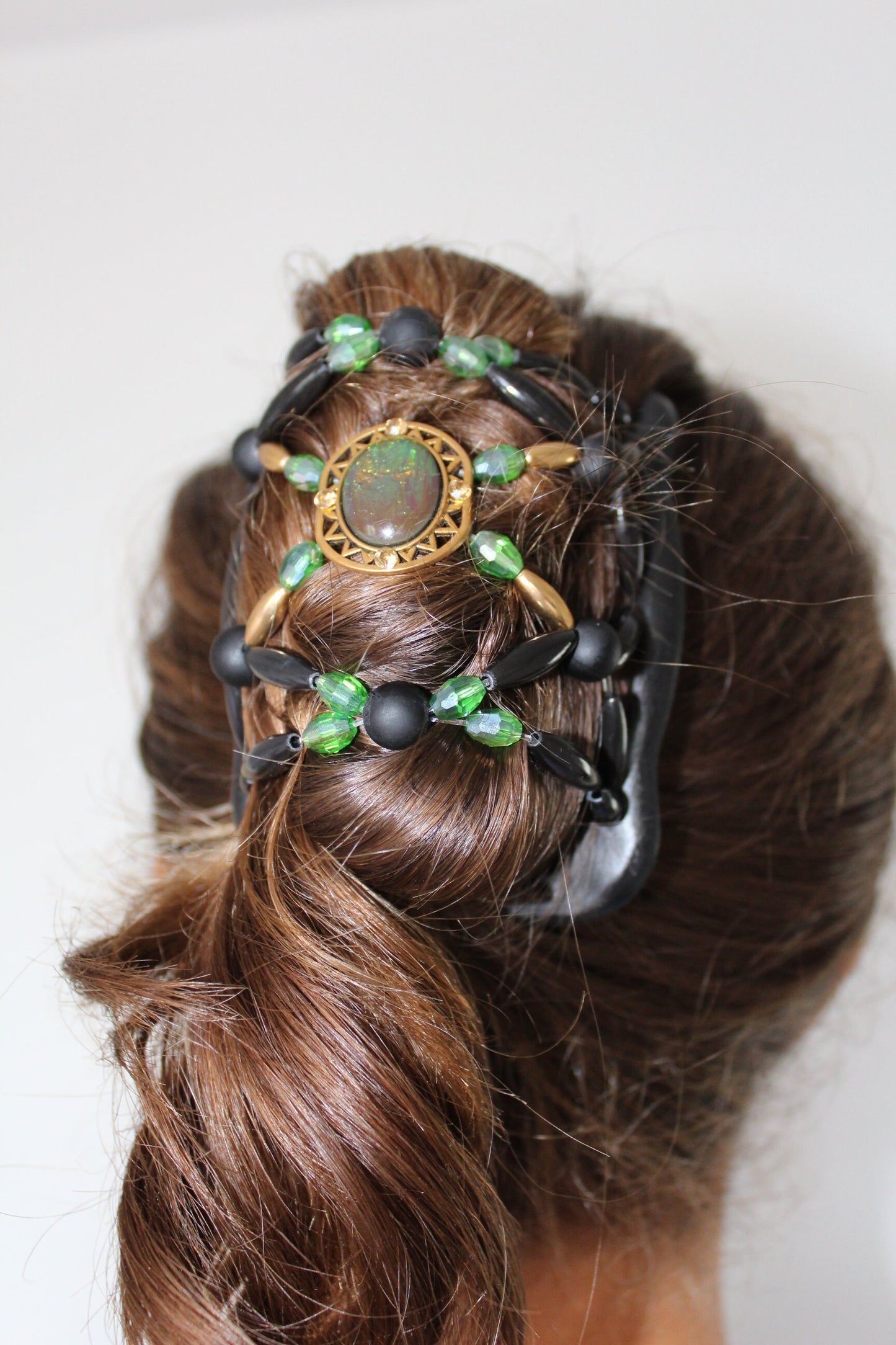 Hair Accessory with Gold Finish, Thick or Thin Hair, Hair Jewelry, Two Combs with Elastic, Hair Magic Clip, Hair Bun Holder