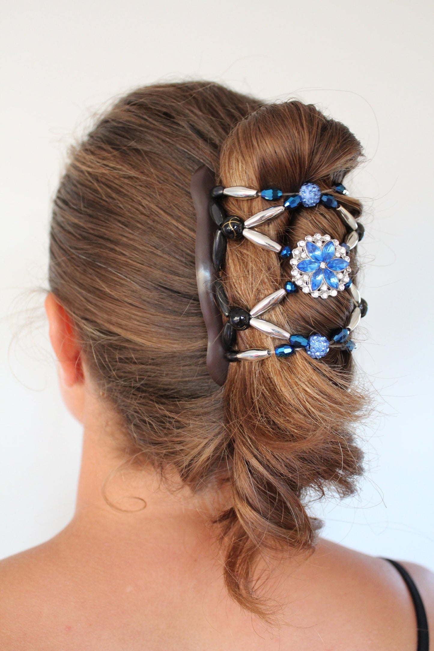 Beaded Hair Bun Clip, Hair Accessories Handmade, Fancy Double Combs, Elastic Hair Combs, Hair Jewelry, Barrette For Woman