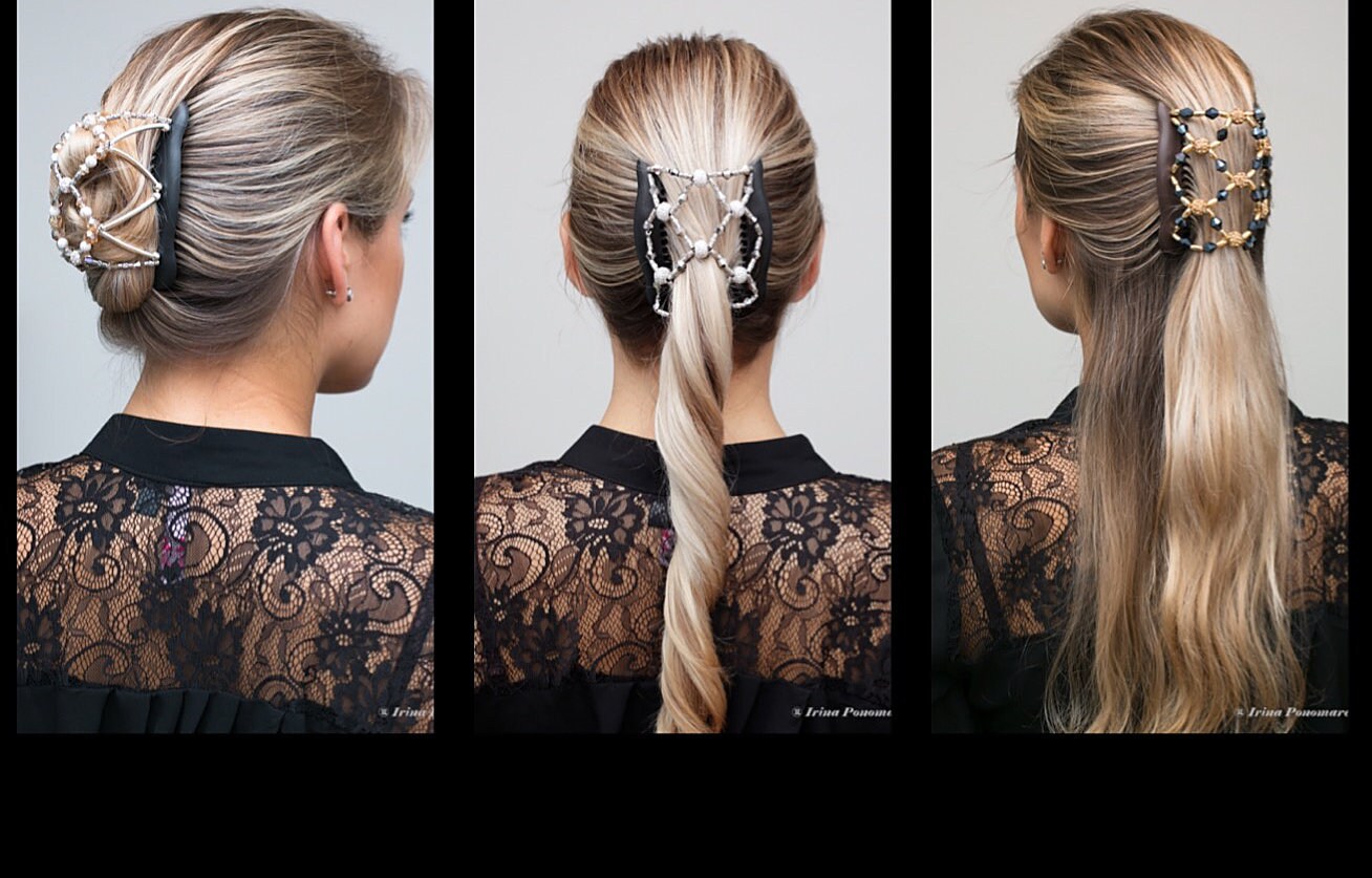 Women Hair Clip for Holding Updo, French Twist, Bun Holder, Double Combs with Elastic that Hold Hair Up All Day.