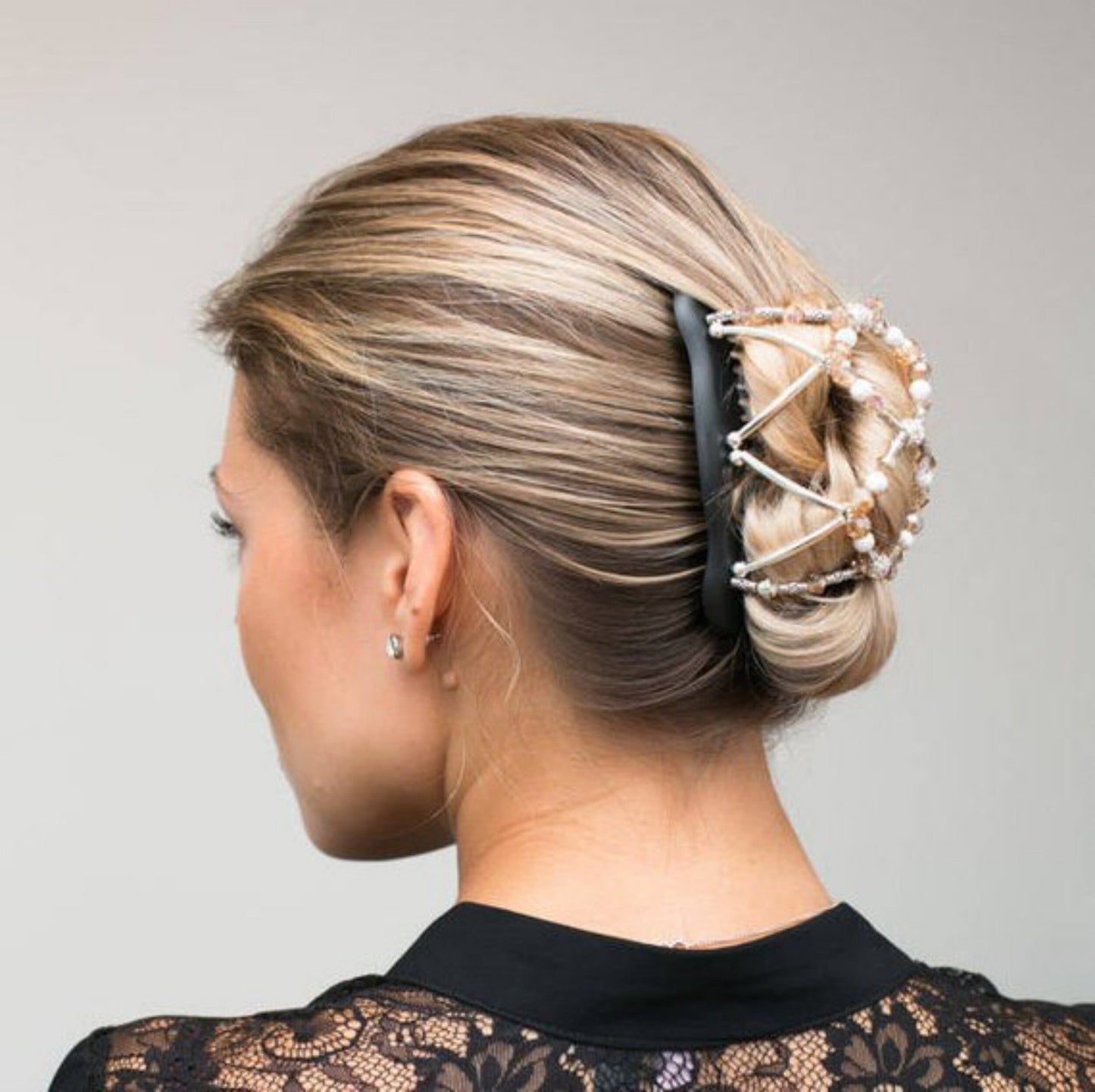 Women Hair Clip for Holding Updo, French Twist, Bun Holder, Double Combs with Elastic that Hold Hair Up All Day.