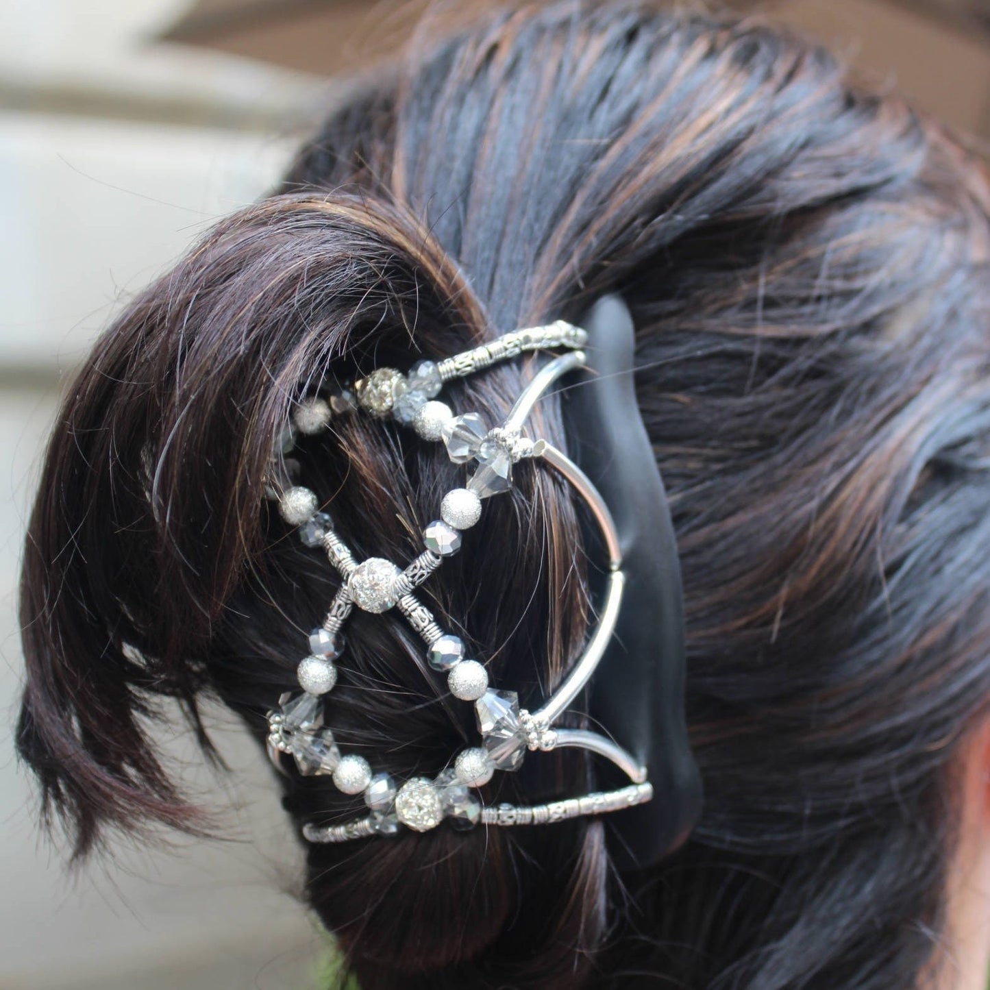 Hair Accessory for Fine, Thin or Shoulder length hair, Fancy Hair Piece, Double Combs with Elastic Holds your hair all day.