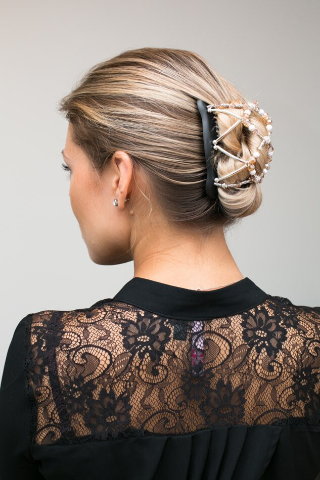 Silver Gold Decorative Hair Clip for Woman, For thin or thick Hair, Bun Maker, Hair Updo Holder, Double Combs Won't Slide Out.