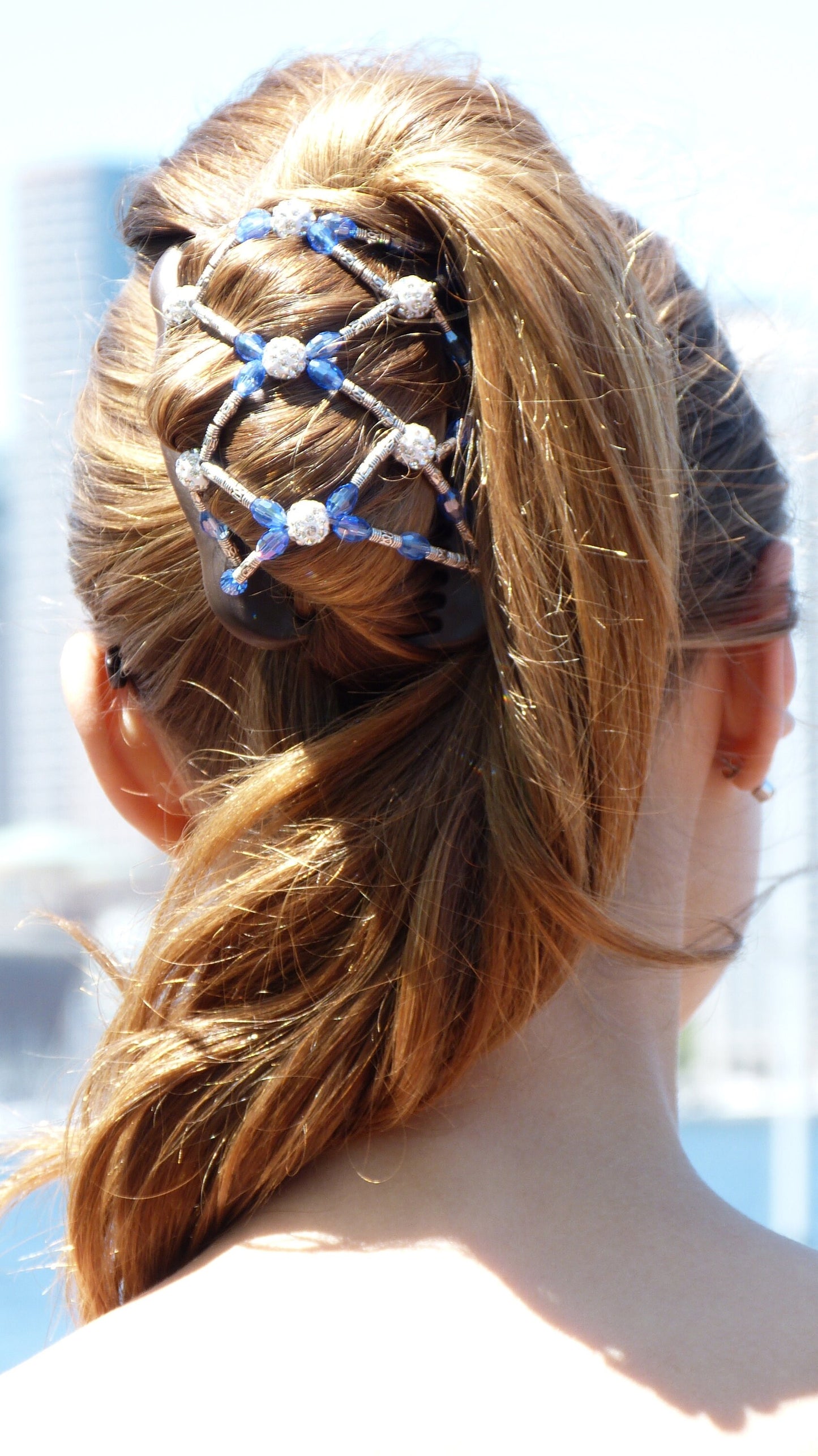 Gift for Her, Jeweled Hair Clip, Double Hair Combs with Elastic, Hold Hair All day, Hair Clip, Bun Holder, Pony Tail, Jewelry.