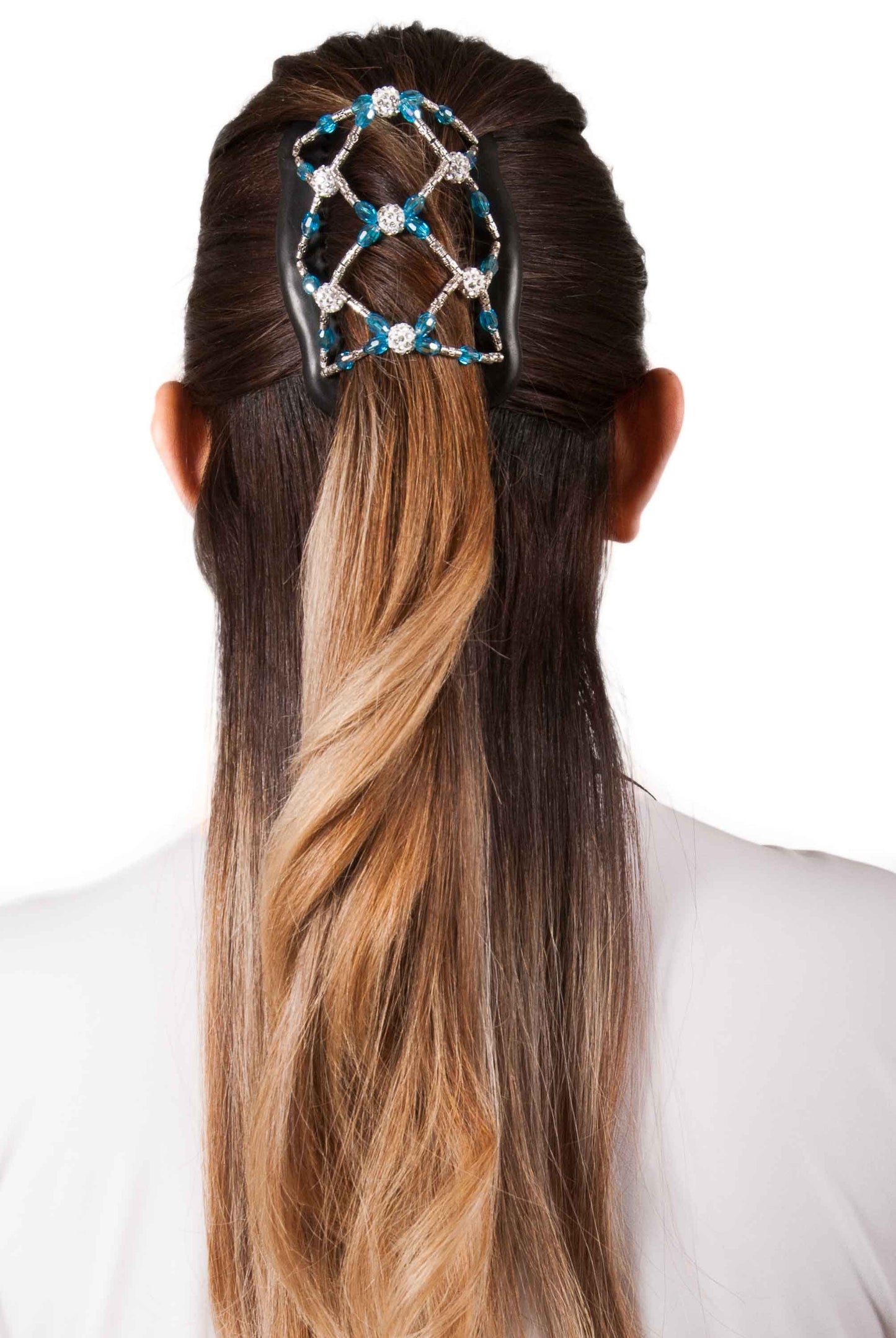 Teal Hair Clip for Average or Thick Hair, Double Comb with Elastic, Fancy Hair Clip, Decorative Hair Piece, Gift for Her, One of A Kind