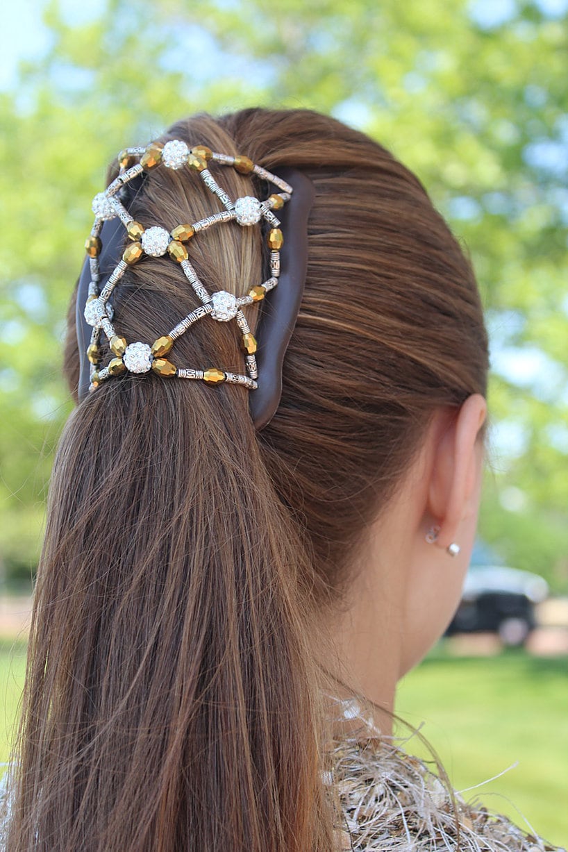 Decorative Beads Hair Clip for Women, Bun Maker, Holds Hair All Day and Won't Slide Out, Good For Average or Thick Hair