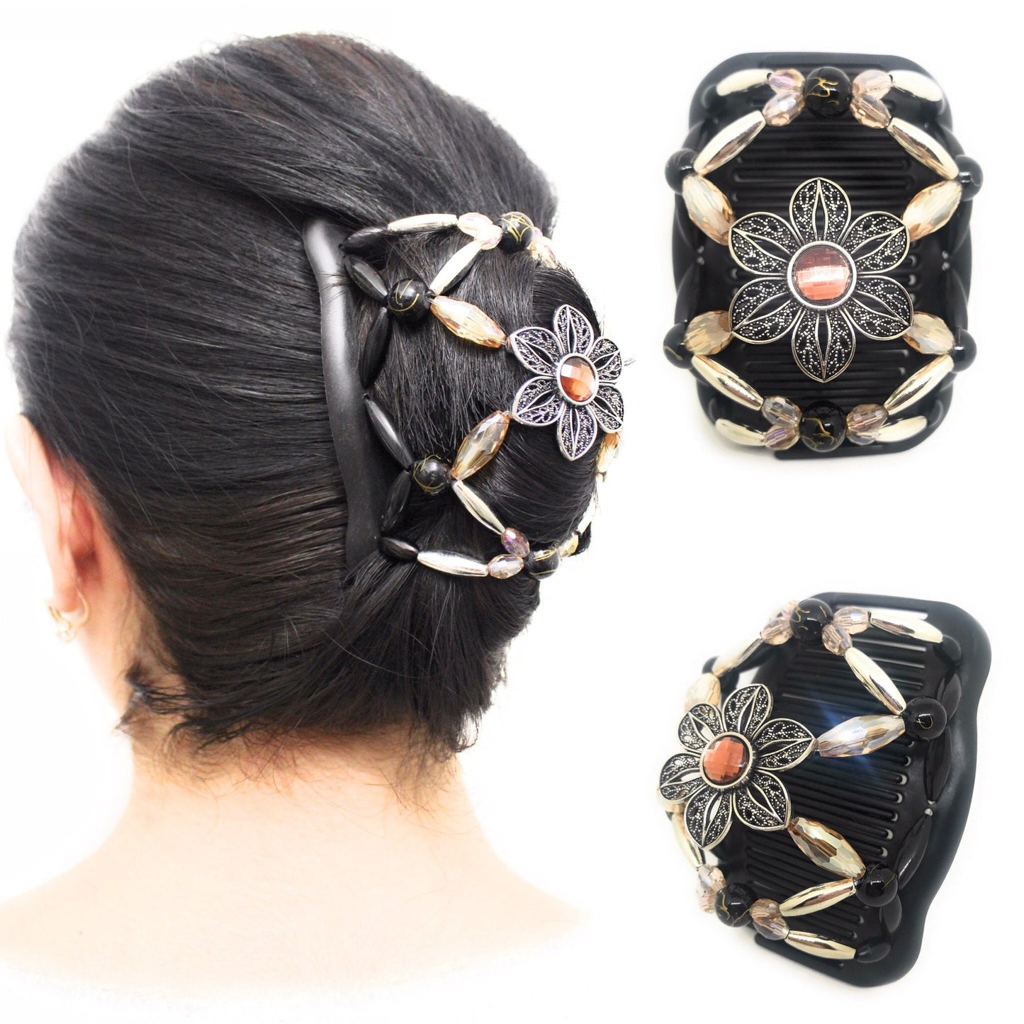 The Best Decorative Hair Clip Comb by Fancy Combs - Bun Maker, French Twist, Updo Pony Tail Holder For Long, Short, Thick or Thin Hair