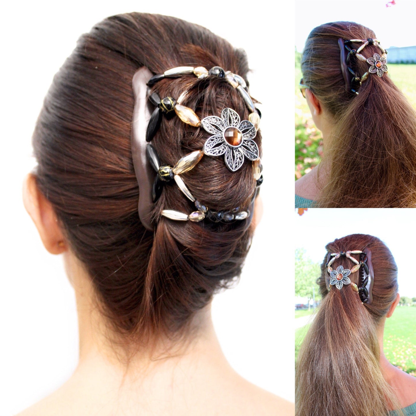 The Best Decorative Hair Clip Comb by Fancy Combs - Bun Maker, French Twist, Updo Pony Tail Holder For Long, Short, Thick or Thin Hair