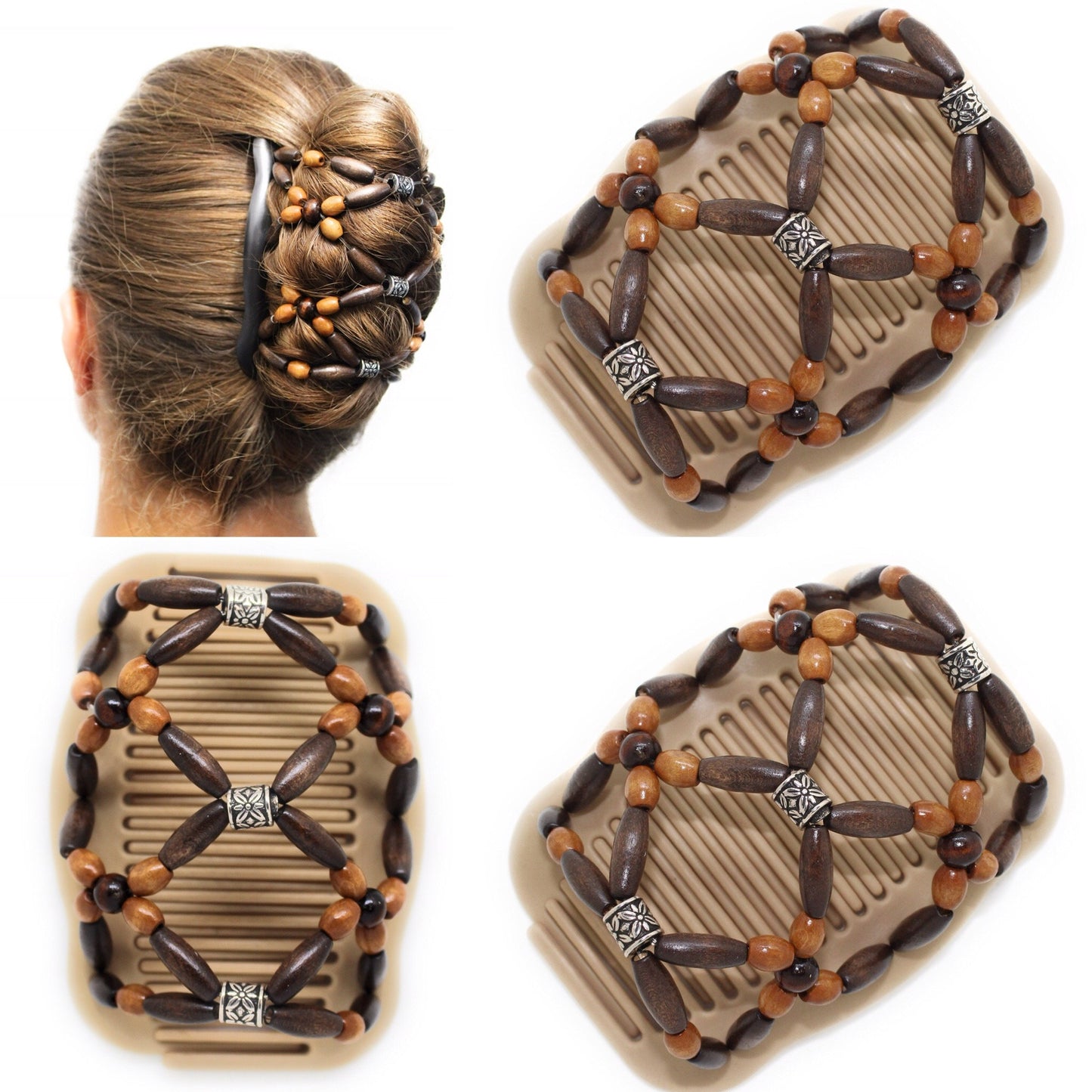 Hair Accessories, Hair Clips for Women, Double Hair Combs French Twist Holder, Bun Maker, Ponytail, Wooden Combs Very Light Hair Clip