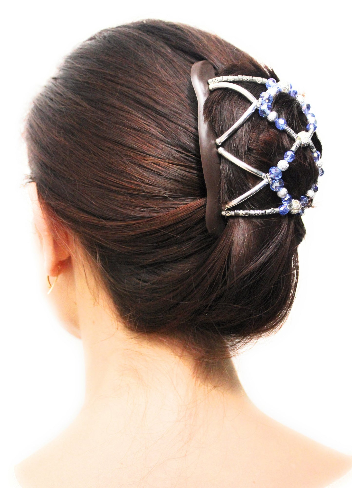 Decorative Hair Combs with Silver Plated and Blue Crystal Stones Gift For Her For Thin or Thick Hair, Two Combs Interlocks Holding Hair Well