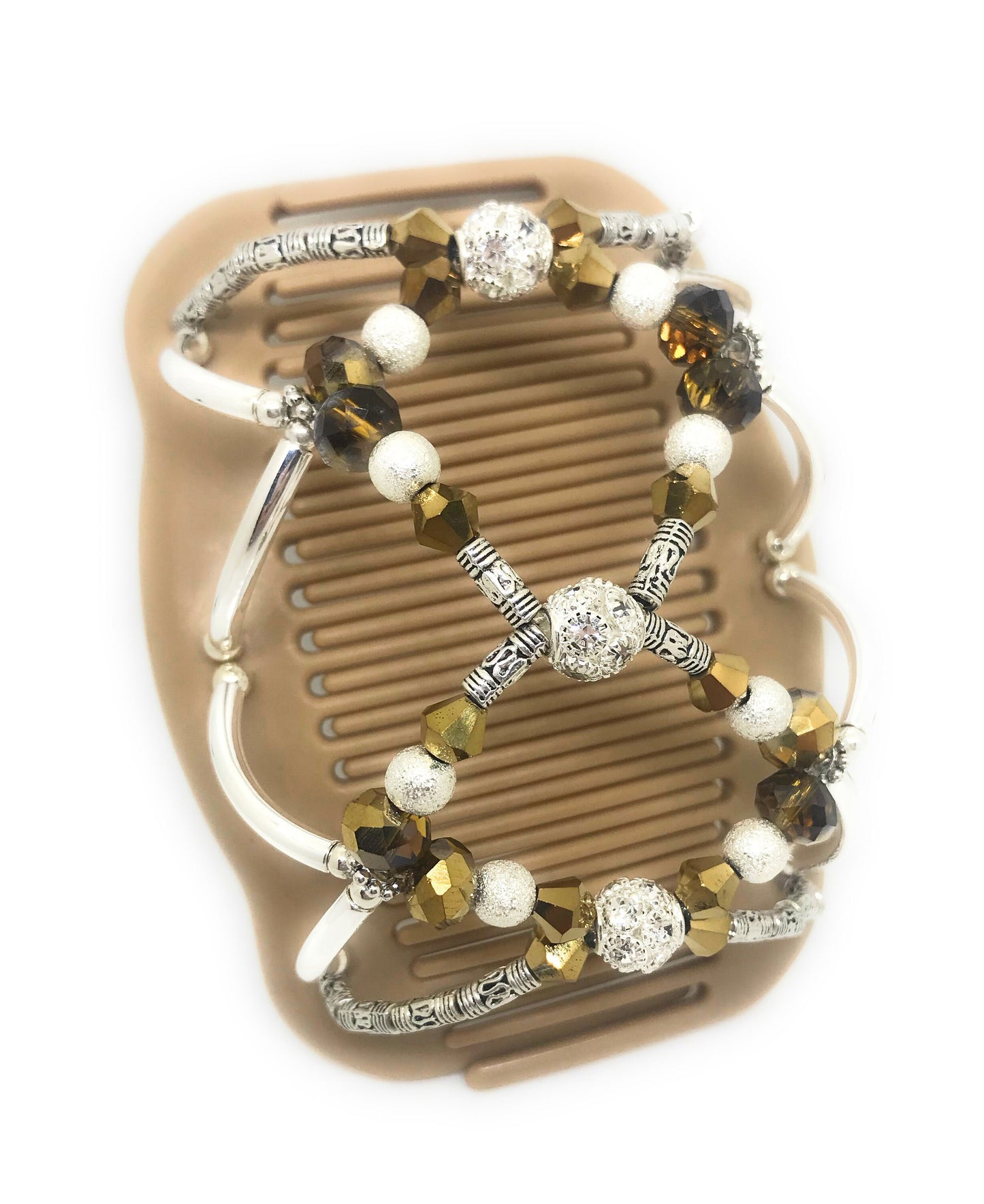 Hair Clip for Any Occasion, Gold Crystals, Magic Hair Clip, Lightweight, Hold Any Hair Type, Fancy Bun Holder, Won't Slide Out, Gift for Her