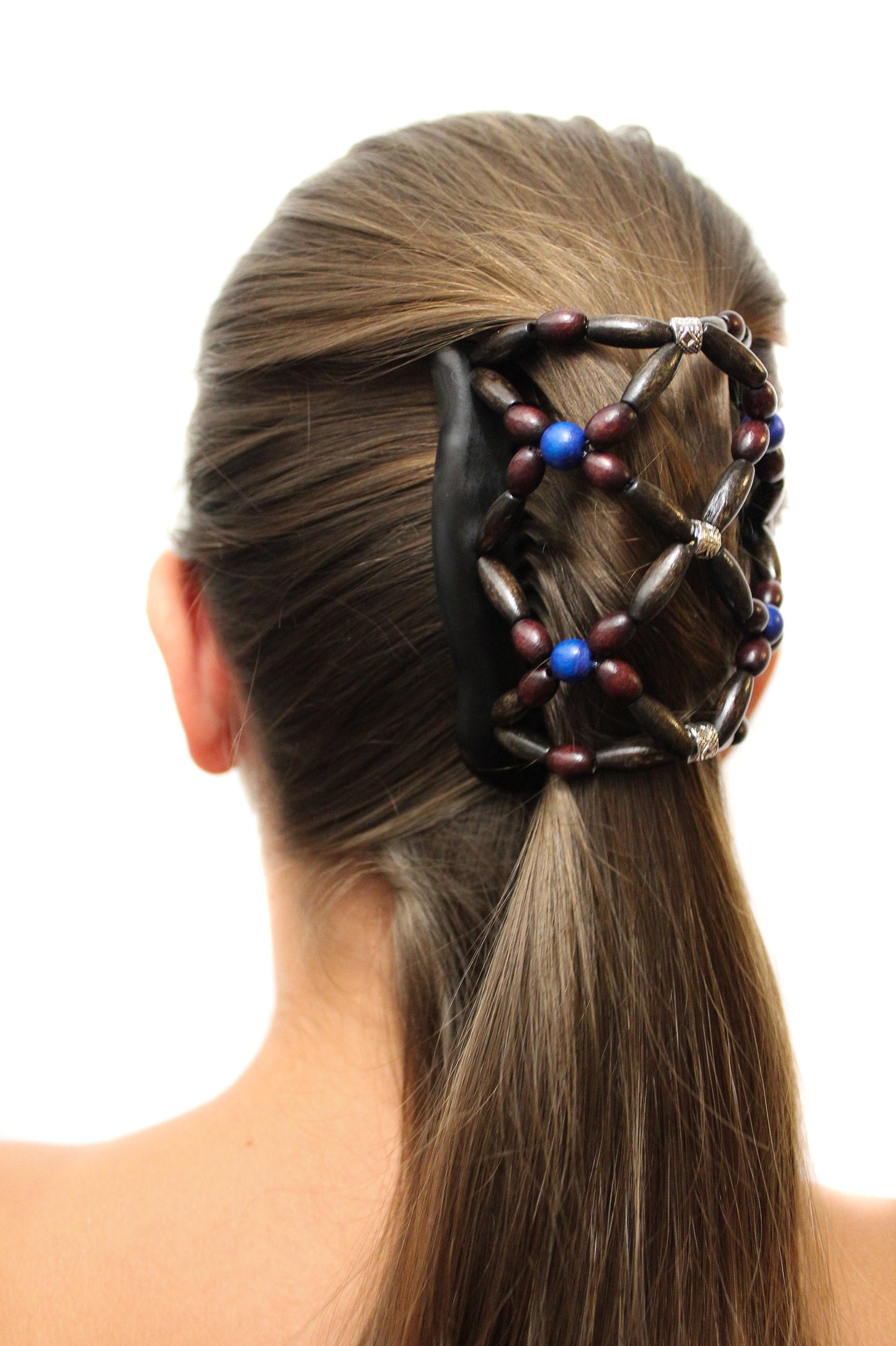 Wooden hair comb clip for easy Hair Style, Lightweight Accessory for Bun, French Twist, Ponytail and Braids, Natural High quality Beads.