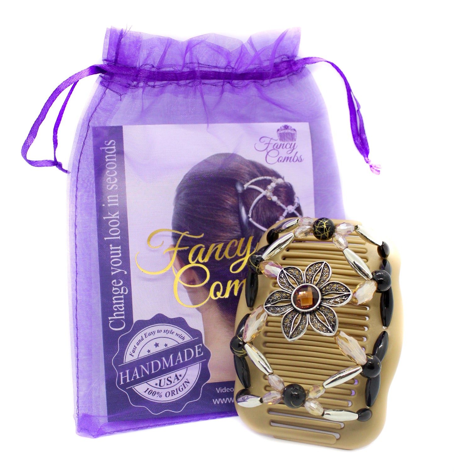 The Best Decorative Hair Clip Comb by Fancy Combs - Bun Maker, French Twist, Updo Pony Tail Holder For Long, Short, Thick or Thin Hair