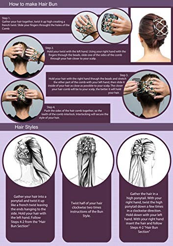 Fancy Combs Double Hair Comb for Bun, French Twist, Updo, Magic Styling Tool, Hair Accessory for Women and Girls, Gift for Christmas