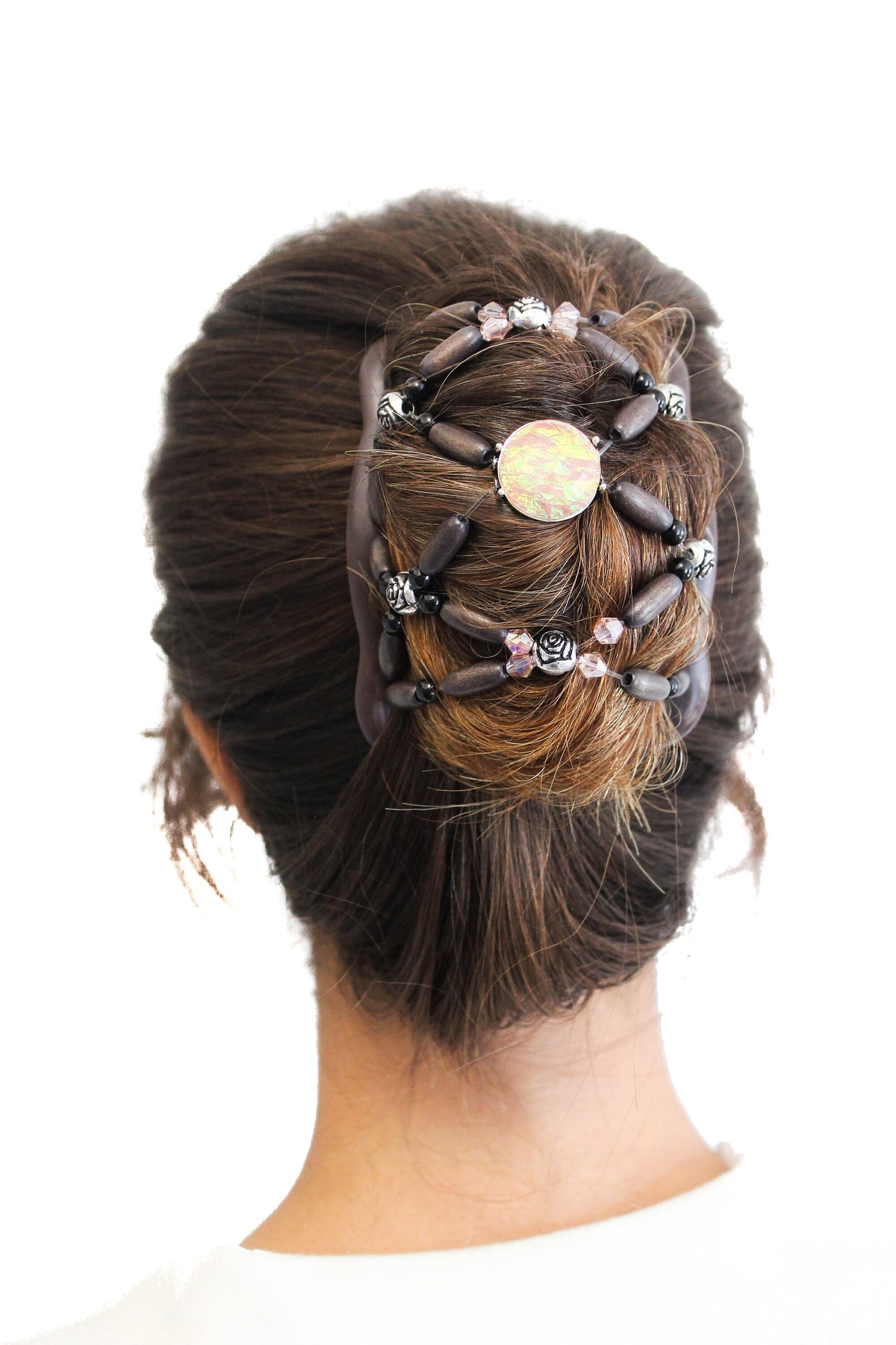Fancy Combs Pink Hair Clip Bun Holder, Double Magic Stretchy Styling Accessory, Secure hold for Any Type of Hair, Better than Hair Claw Clip