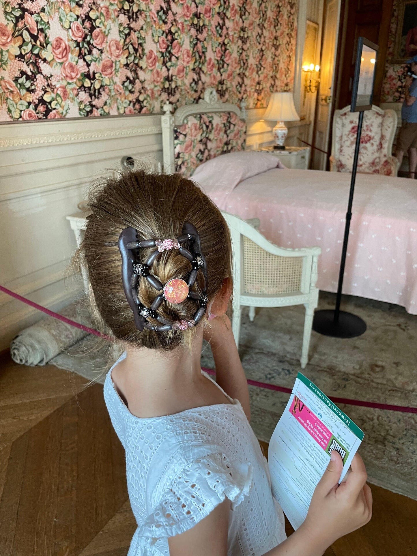 Fancy Combs Pink Hair Clip Bun Holder, Double Magic Stretchy Styling Accessory, Secure hold for Any Type of Hair, Better than Hair Claw Clip