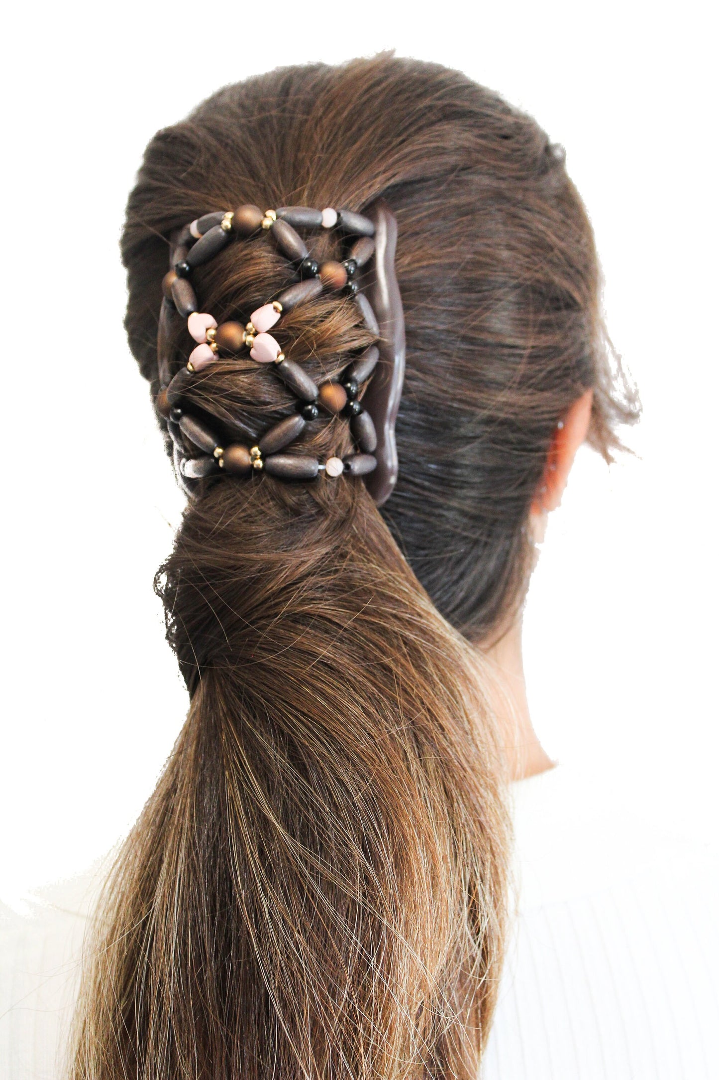 One of A Kind Fancy Combs Pink and Brown Hair Accessory for Women, Decorative Jewelry For Girls, Keeps Hair Secure All day, Stocking Stuffer