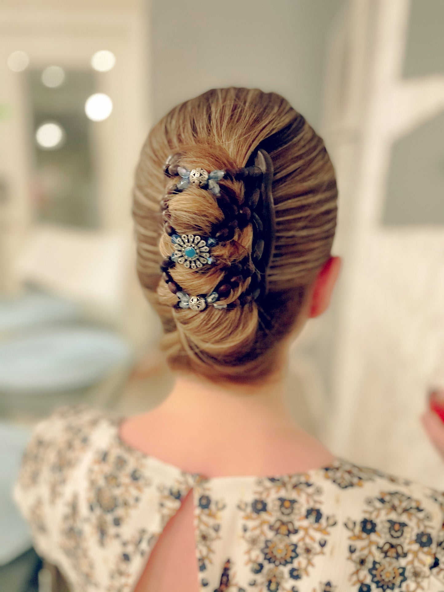 Wooden hair comb clip for easy hair style, lightweight hair accessory in brown color, hair bun maker