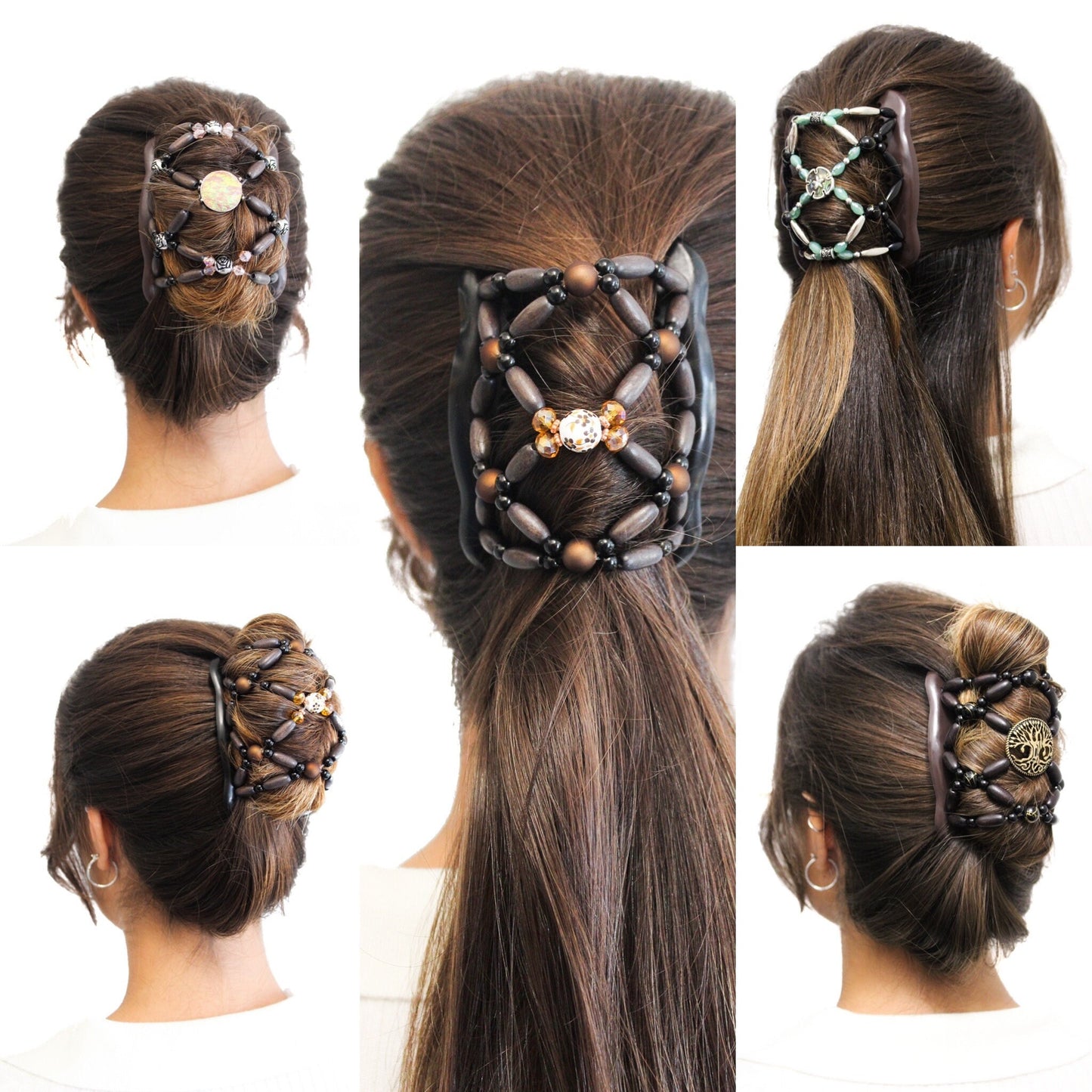 One of A Kind Fancy Combs Pink and Brown Hair Accessory for Women, Decorative Jewelry For Girls, Keeps Hair Secure All day, Stocking Stuffer
