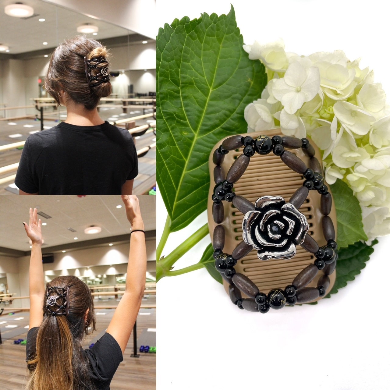Wooden Hair Bun Holder, Ponytail Maker, Updo, Bun Holder, Decorative Women Hair Accessory for Average Type of Hair, Holds Hair All Day.