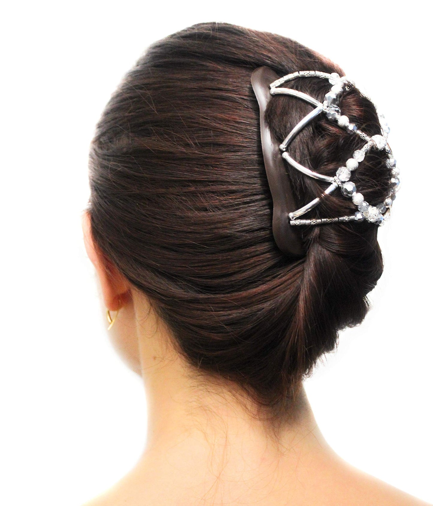 Women Hair Clip for Holding Updo, French Twist, Bun Holder, Double Combs with Elastic that Hold Hair Up All Day.