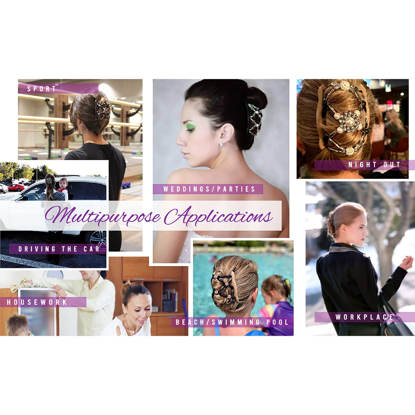 Mardi Gras Women's Accessories for Thick, Thin, Short or Long Hair, Double Hair Combs, Hair Clip that Holds Hair all Day, Bun Holder, Updo