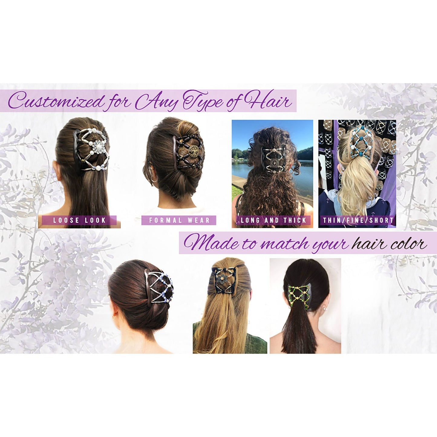 Hair Accessories, Hair Clips for Women and Girls, Double Hair Comb for Thick, Thin, Long and Short Hair, Bun Holder, Ponytail, Elastic Combs