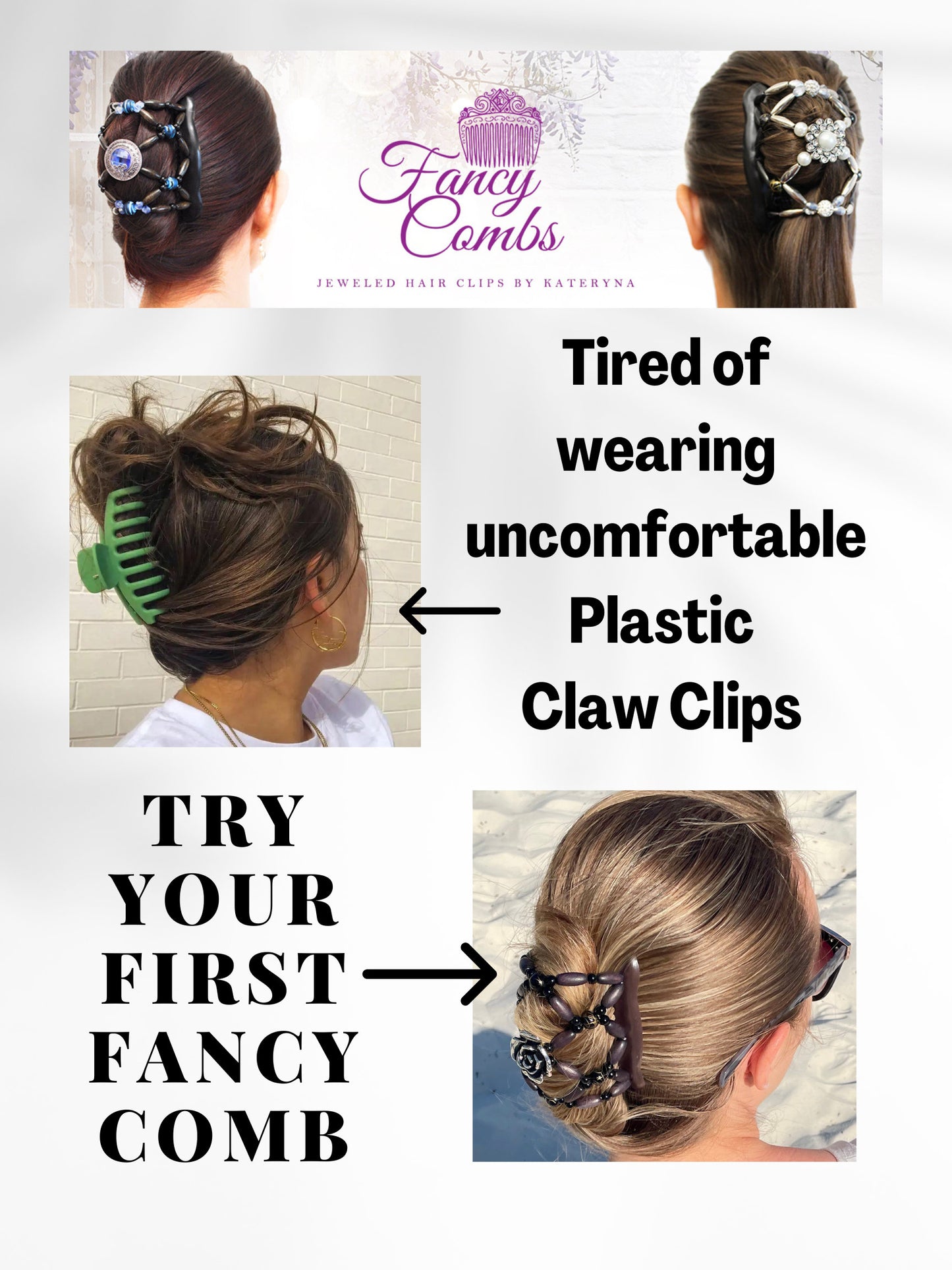 Christmas Gift Hair Accessories for Women and Gurls, Decorative Emerald Swarovski Crystal Stretchy Hair Clip Combs, Bun Holder