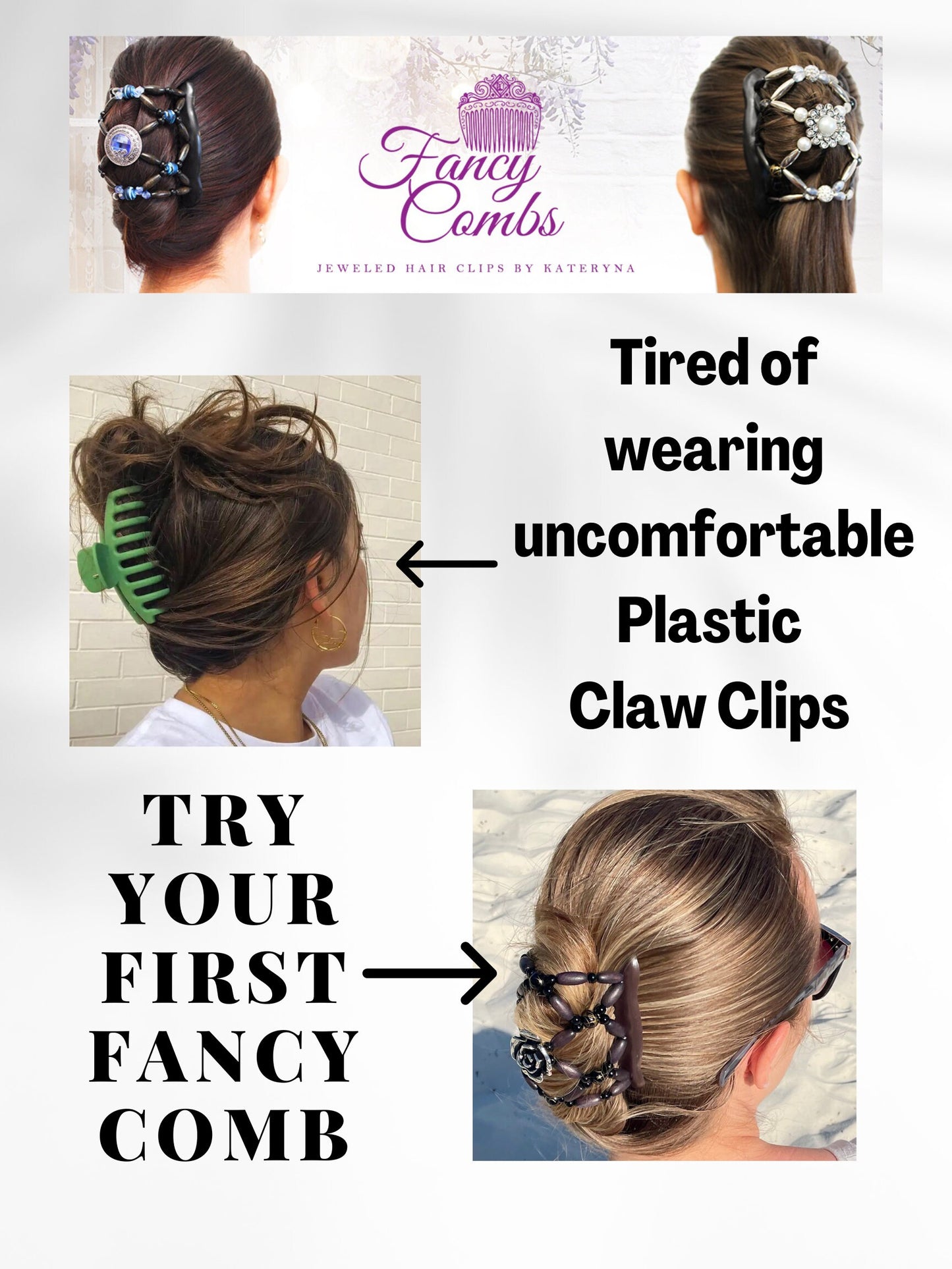 Dragonfly Hair Accessories for Women for Long, Short, Fine Hair, Bun Maker French Twist, Gift Ideas for Women, Double Stretchy Fancy Combs