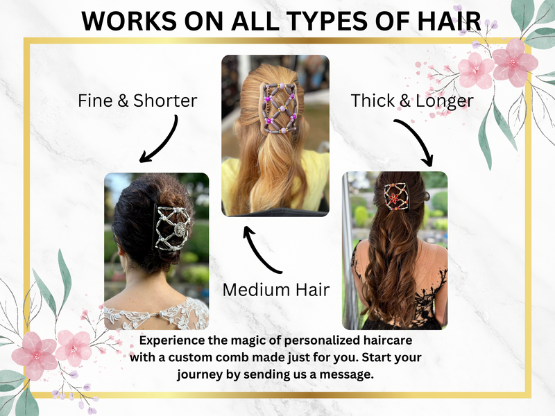 Beaded Hair Bun Clip, Hair Accessories Handmade, Fancy Double Combs, Elastic Hair Combs, Hair Jewelry, Barrette For Woman