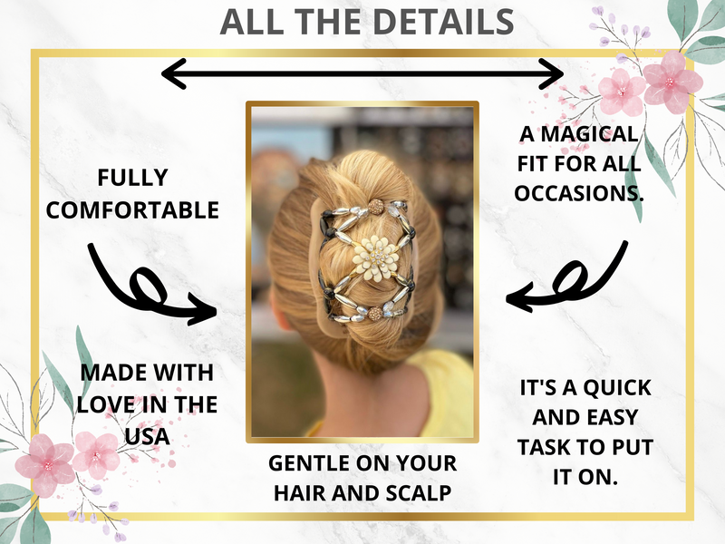 FANCY COMBS Wooden Thick Hair Clips, The Best Hair Accessories for Women – Bun Holder, French Twist Holder, Ponytail –  Blue Beads Combs