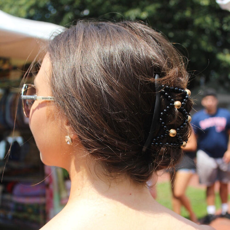 Bun Maker, Beaded Comb that Holds Thin or Thick Hair, Hair Accessory for Summer