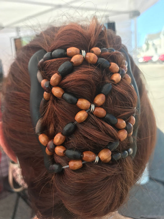 Wooden Bead Comb for Holding Any Type of Hair All Day, Very Light Hair Accessory for Women