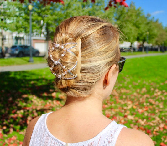 Fancy Comb Hair Accessory, Hair Bun Maker, French Twist, Hair Barrette, Wedding Accessory, For Thin and Thick Hair, Holds All Type of Hair