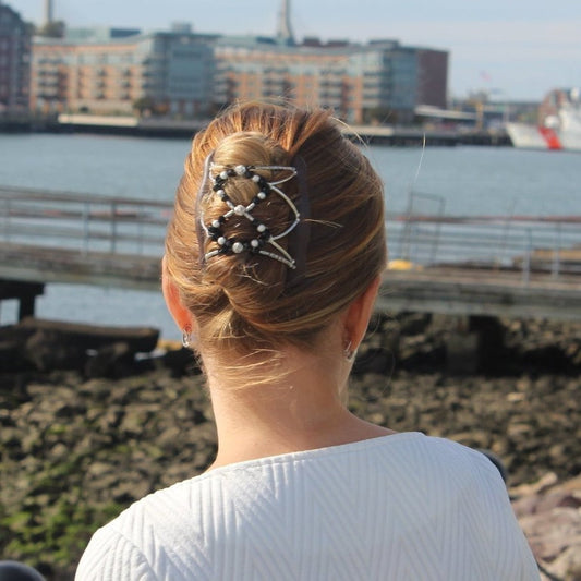 Magic Hair Clip, Black & Silver Crystal Color, Classy Style Hair, Everyday Hair Accessory, Hold Any Type of Hair, Barrette, Double Comb