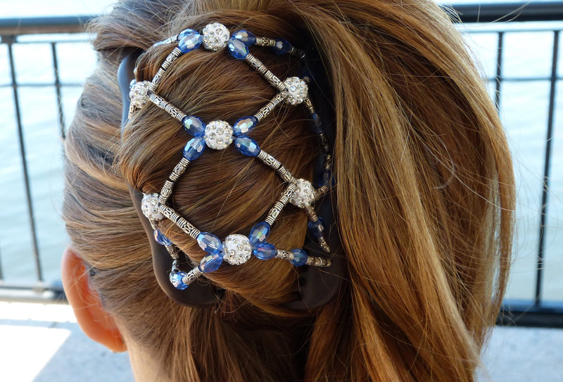 Gift for Her, Jeweled Hair Clip, Double Hair Combs with Elastic, Hold Hair All day, Hair Clip, Bun Holder, Pony Tail, Jewelry.
