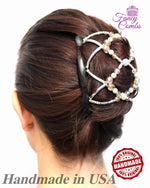 Women Hair Clip for Holding Updo, French Twist, Bun Holder, Double Combs with Elastic that Hold Hair Up All Day.